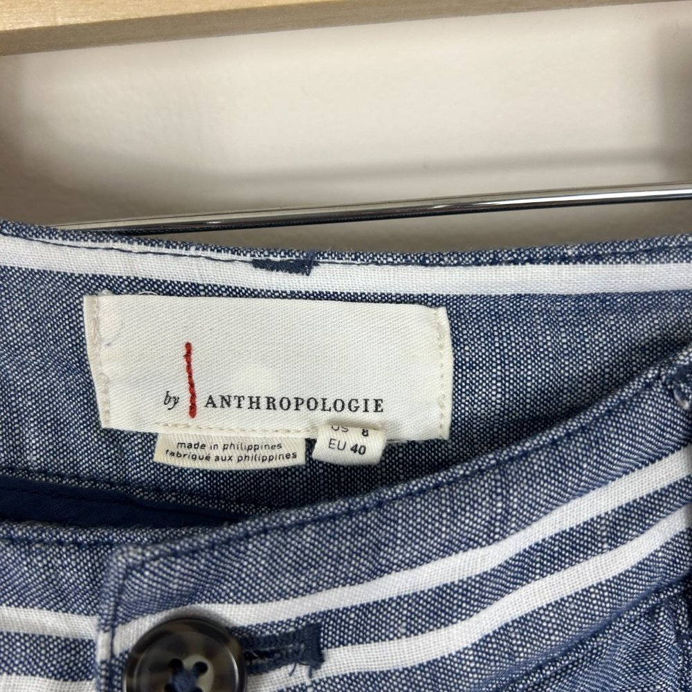 Anthropologie Beachy Striped Wide Leg Linen Blend Size 8 - Picture 6 of 7